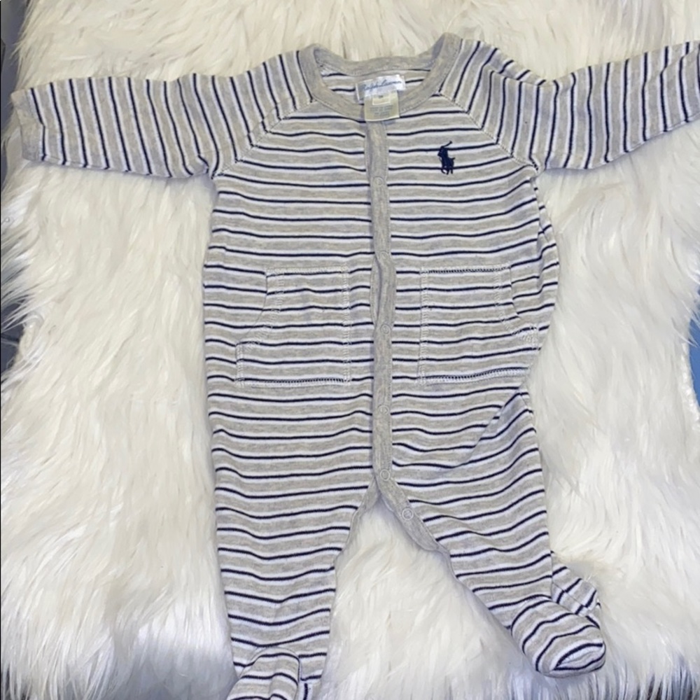 Ralph Lauren Baby Striped Coverall Onesie